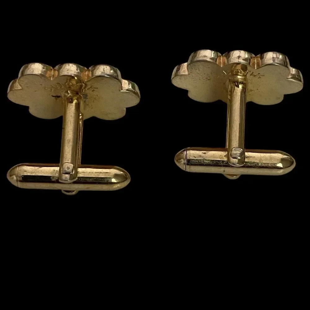 Vintage Swank Cufflinks Gold Tone Geometric Circles Modernist MCM Mad Men Office